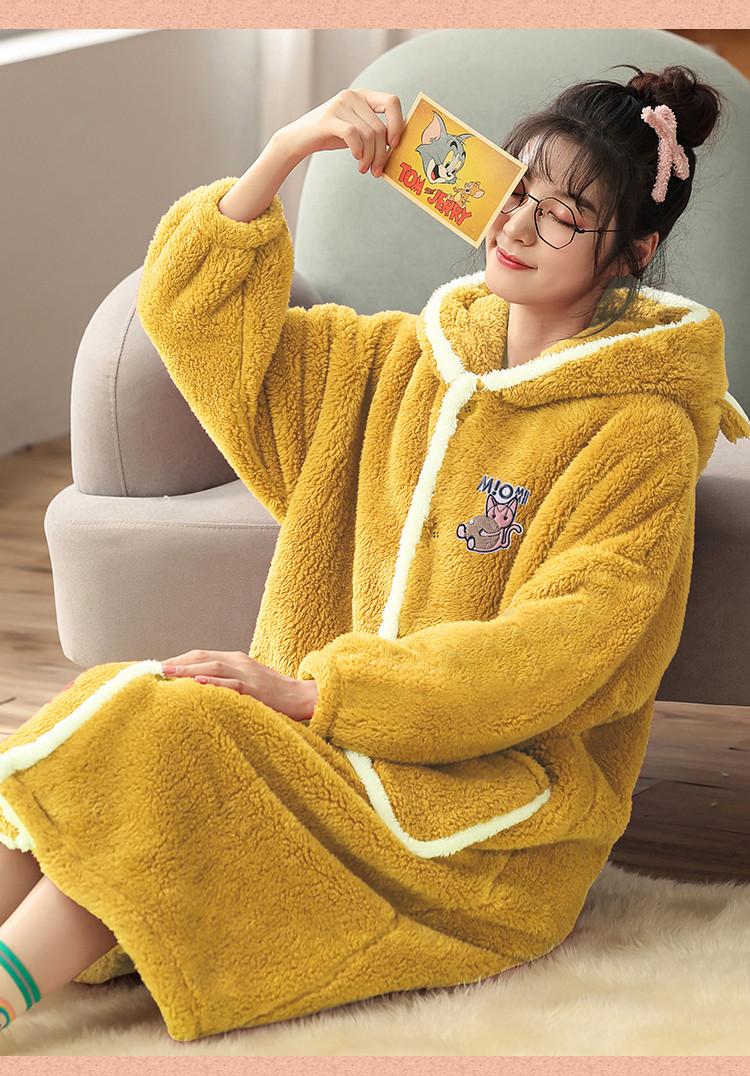 Winter Thick Warm Flannel Pajamas Sets for Women Sleepwear Home Clothing Pajama Home Wear Winter Thick Coral Fleece Sleepwear Robe Winter Women