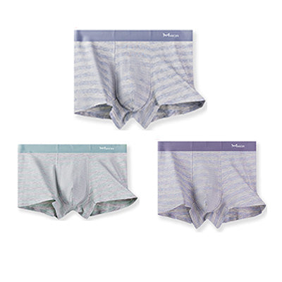 3-PC Set Men's Modal Underwear Simple Striped Comfortable Boxer Briefs3PCS