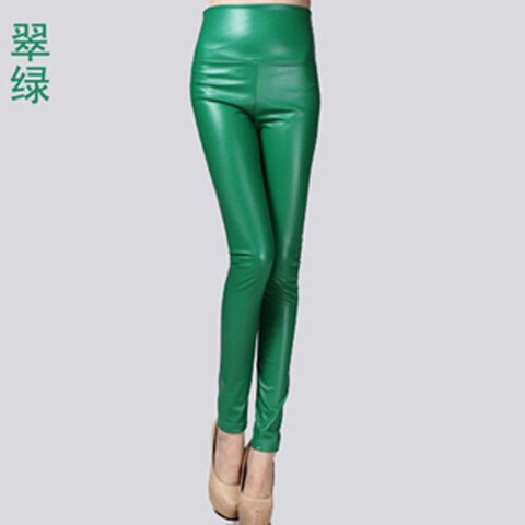 High Stretch Leather Pants Women Autumn Winter Slim Women Pencil Pants Thicken Velvet PU Leather Pants Skinny Trousers