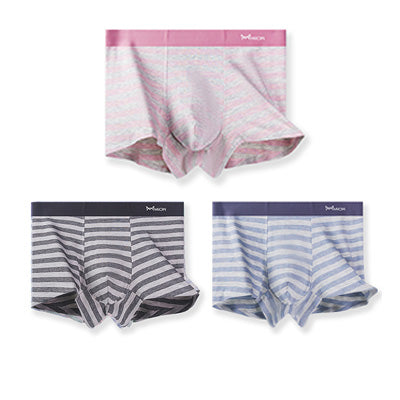 3-PC Set Men's Modal Underwear Simple Striped Comfortable Boxer Briefs3PCS